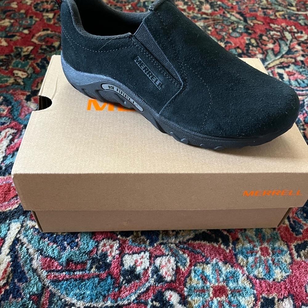 Merrell Boy's Black Suede Slip-On Loafers